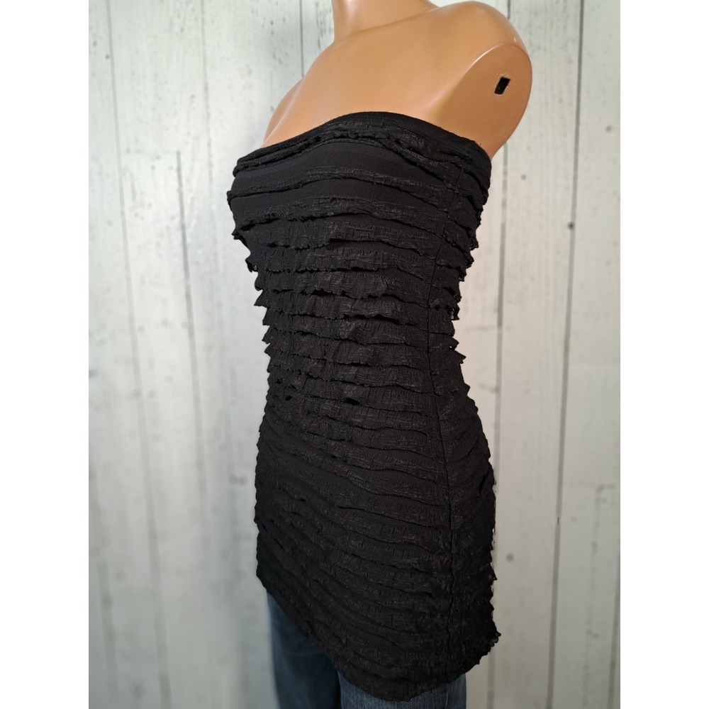Twentyone‎ Black Strapless Tiered Ruffle Tube Top Dress Size M Made in USA Y2K